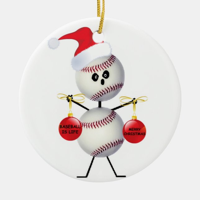 Baseball Christmas Ceramic Ornament (Front)