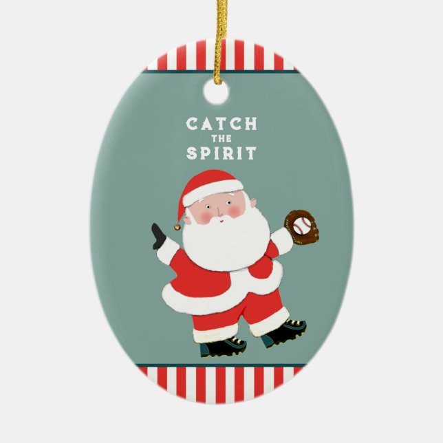 Baseball Christmas Collectible Ceramic Ornament (Front)