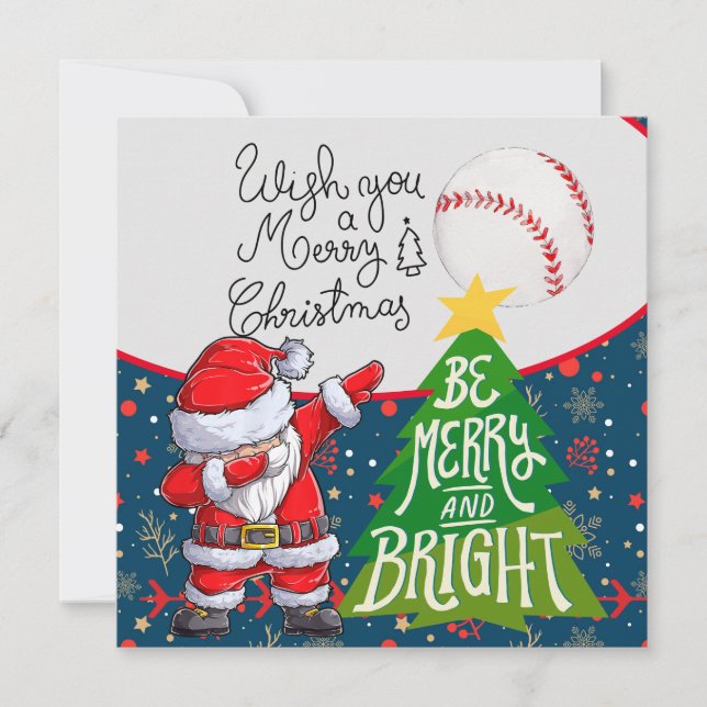 Baseball Christmas Dabbing  Santa Claus for Player Holiday Card (Front)