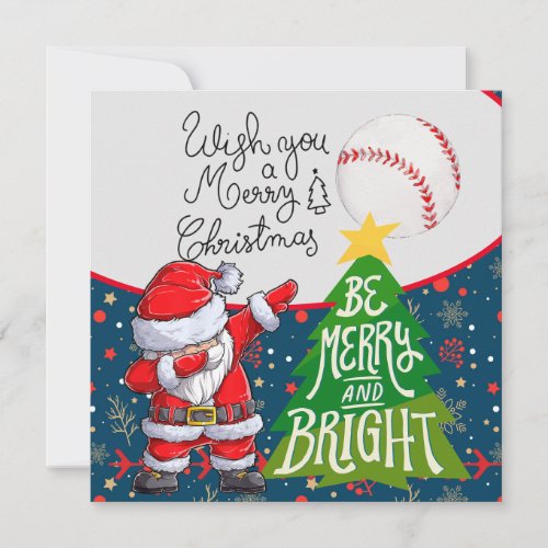Baseball Christmas Dabbing  Santa Claus for Player Holiday Card