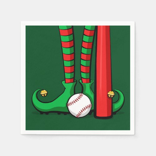 Baseball Christmas Elf Feet Paper Napkins