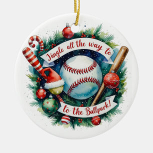 Baseball Christmas Festive Baseball Ceramic Ornament