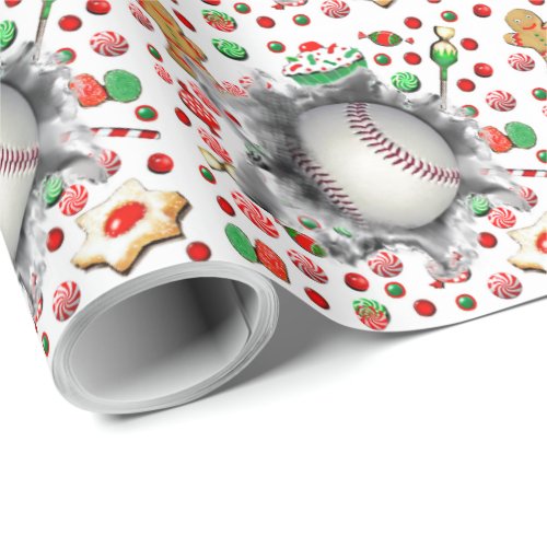 Baseball Christmas Gift Wrapping Paper