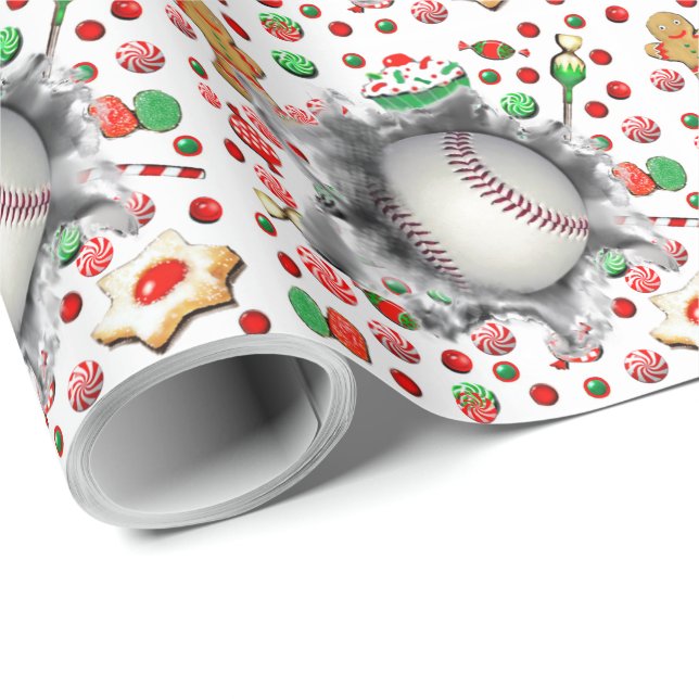 Baseball Christmas Gift Wrapping Paper (Roll Corner)