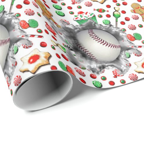 Baseball Christmas Gift Wrapping Paper
