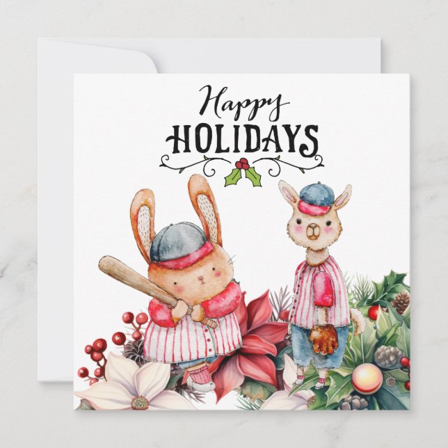 Baseball Christmas  Holiday Card (Front)
