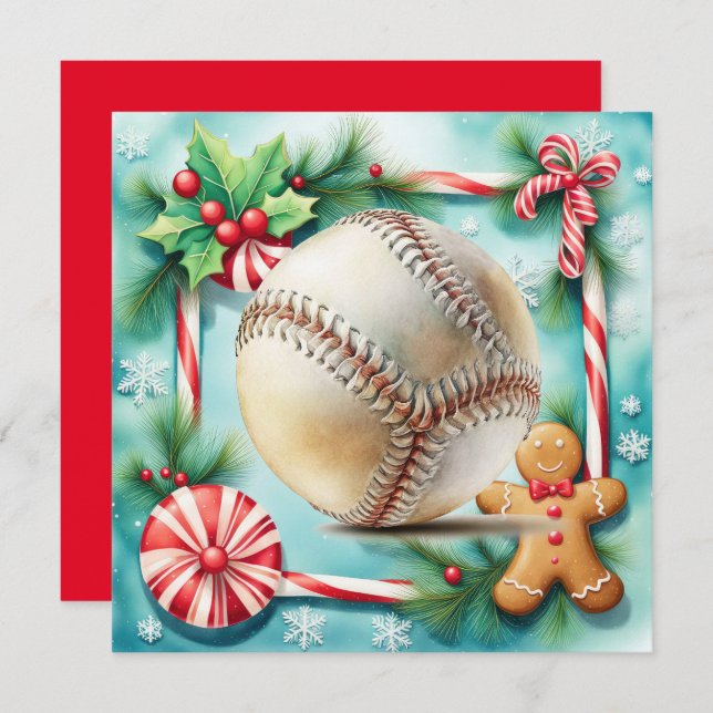 Baseball Christmas  Holiday Card (Front/Back)
