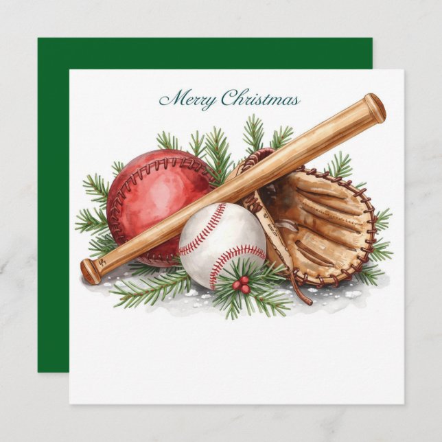 Baseball Christmas  Holiday Card (Front/Back)