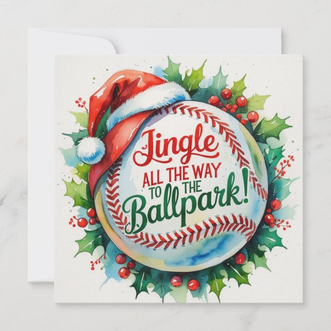 Baseball Christmas  Holiday Card (Front)