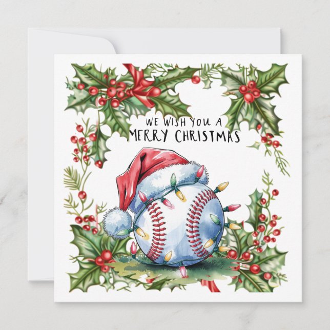 Baseball Christmas  Holiday Card (Front)