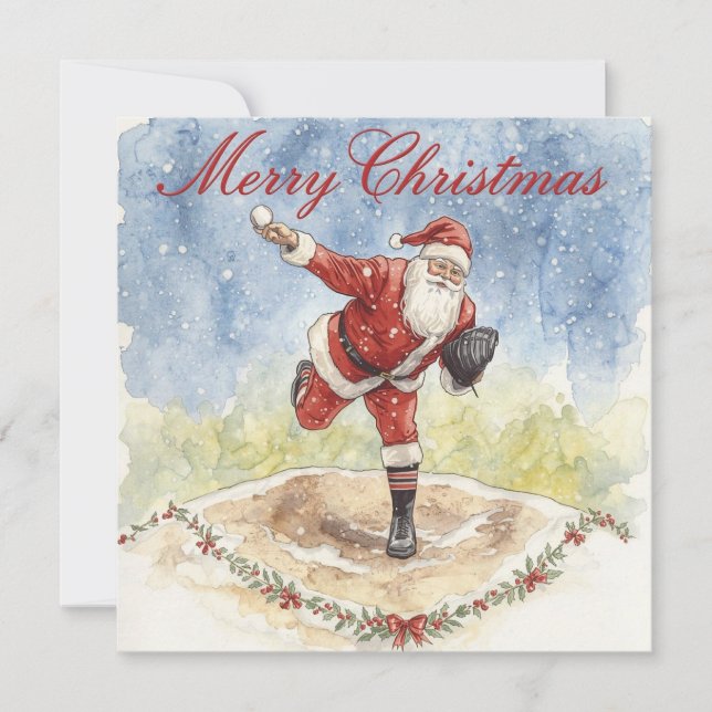 Baseball Christmas  Holiday Card (Front)