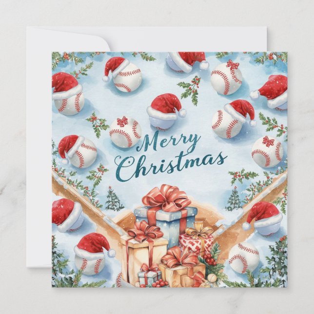 Baseball Christmas  Holiday Card (Front)