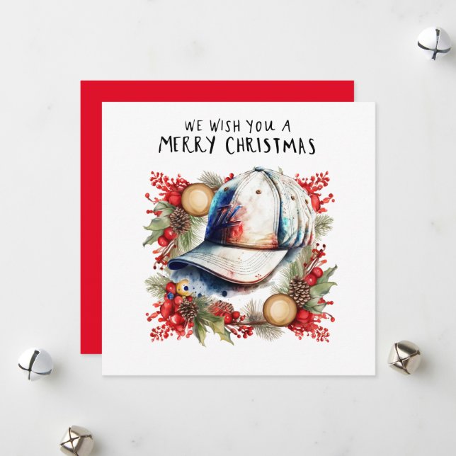 Baseball Christmas  Holiday Card (Front/Back In Situ)