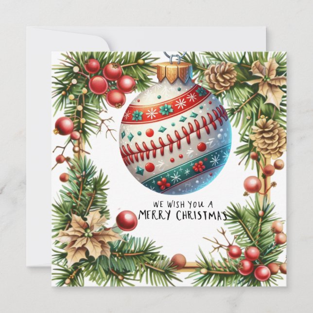 Baseball Christmas  Holiday Card (Front)