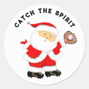 Baseball Christmas Holiday Classic Round Sticker