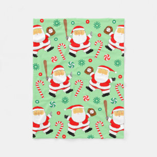 Baseball Christmas Holiday Fleece Blanket