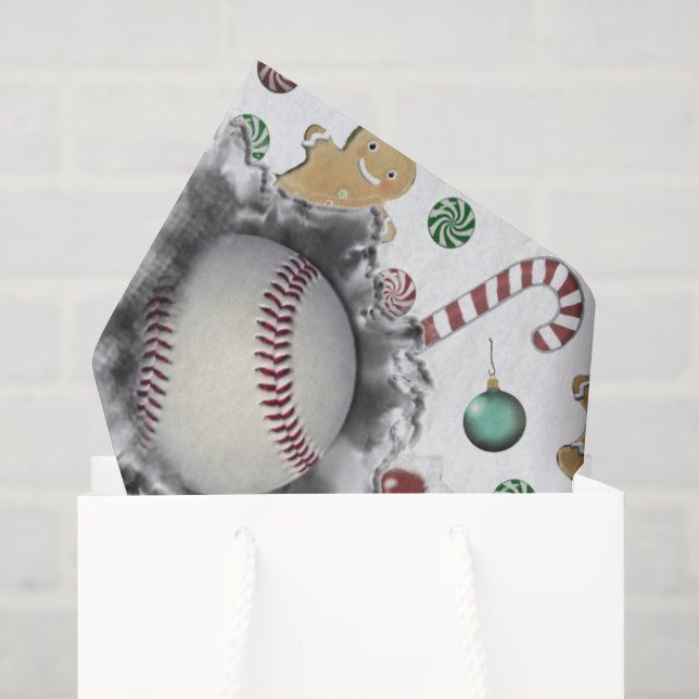 Baseball Christmas Holiday Gift Tissue Paper (Gift Bag)