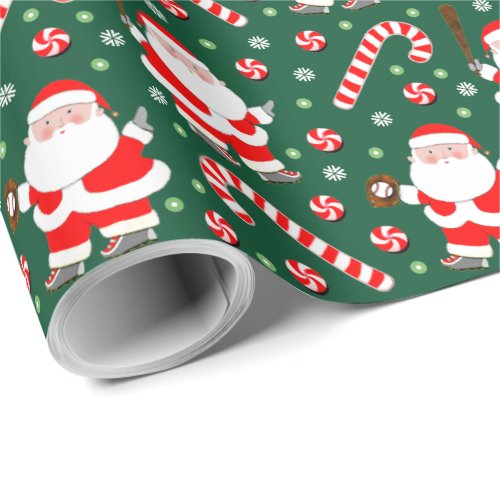 Baseball Christmas Holiday Gift Wrapping Paper