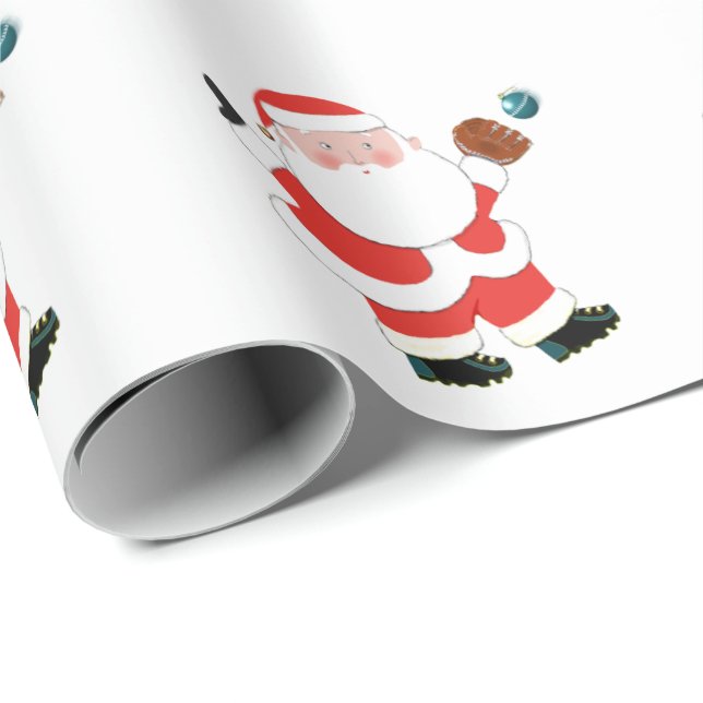 Baseball Christmas Holiday Gift Wrapping Paper (Roll Corner)