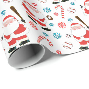Baseball Christmas Holiday Gift Wrapping Paper
