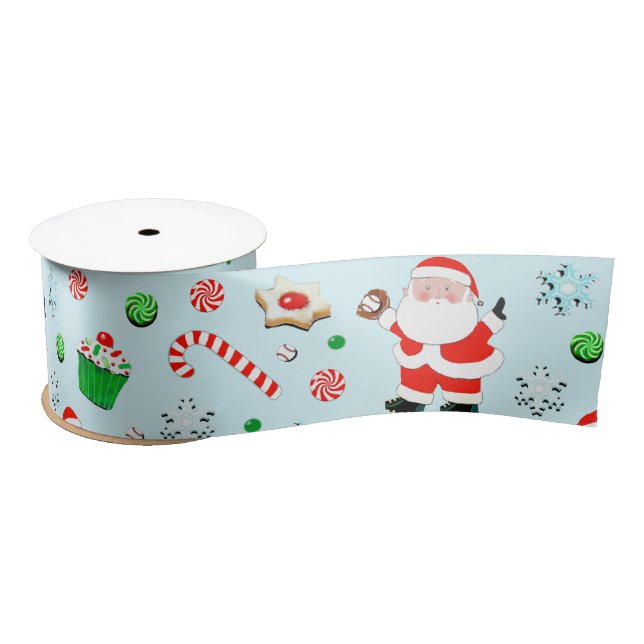 Baseball Christmas Holiday Gifts Satin Ribbon (Spool)