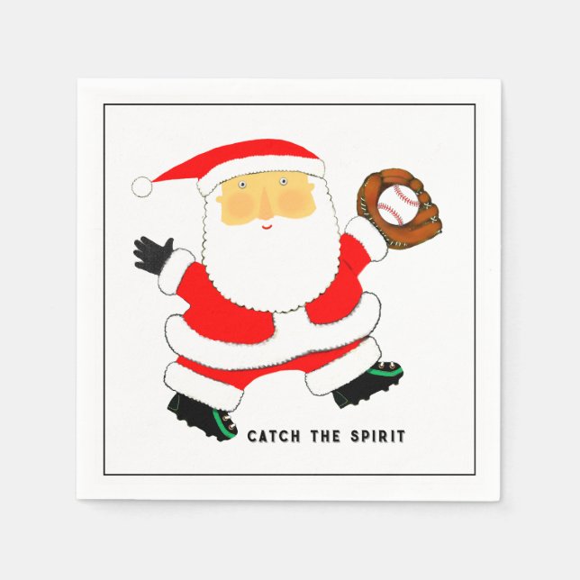 Baseball Christmas Holiday Napkins (Front)