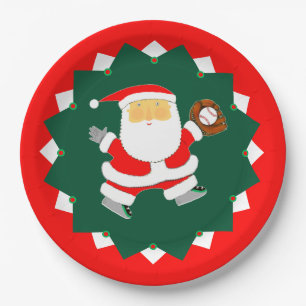 Baseball Christmas Holiday Paper Plates