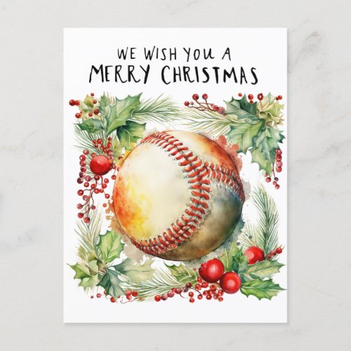 Baseball Christmas  Holiday Postcard