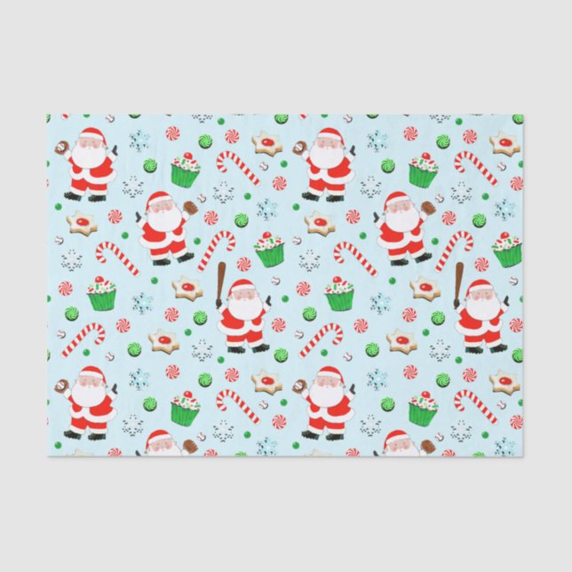 Baseball Christmas Holiday Tissue Paper (Front)