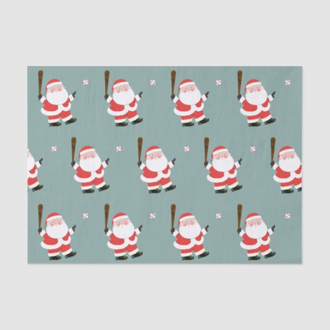 Baseball Christmas Holiday Tissue Paper (Front)
