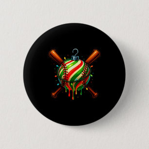 Baseball Christmas Ice Cream Drip Baseball Dripng Button