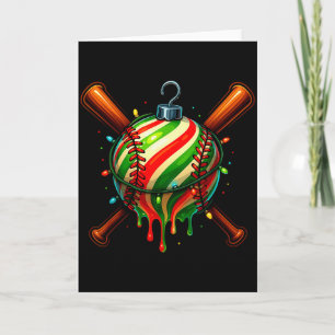 Baseball Christmas Ice Cream Drip Baseball Dripng Card