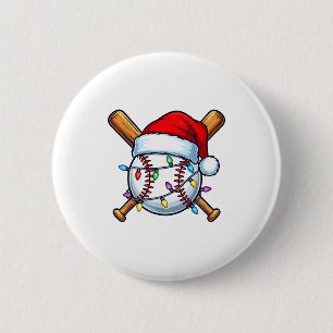 Baseball Christmas Lights Santa Christmas Baseball Button