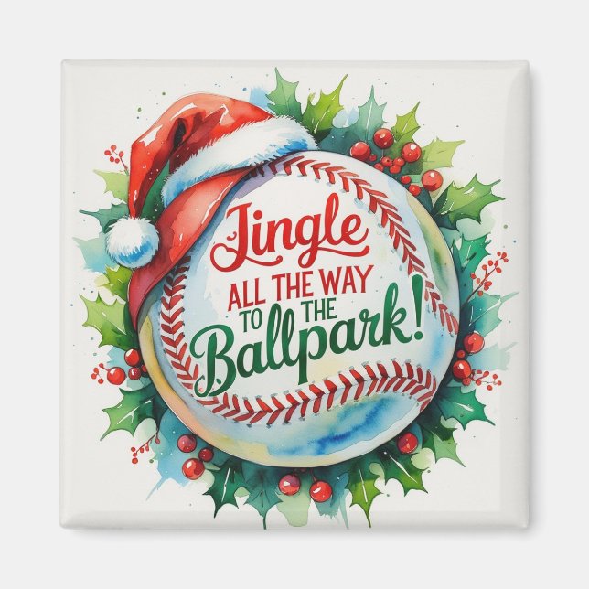 Baseball Christmas Magnet – Festive Sports Decor (Front)