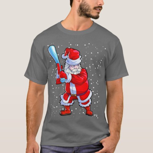 Baseball Christmas  Men Boys Softball Santa Claus  T_Shirt