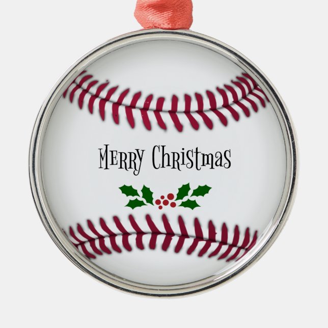 Baseball Christmas Metal Ornament (Front)