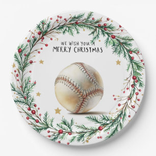 Baseball Christmas Paper Plates