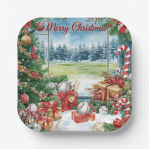 Baseball Christmas  Paper Plates