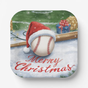 Baseball Christmas Paper Plates