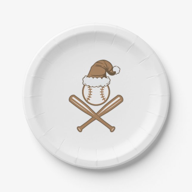 Baseball Christmas Paper Plates (Front)