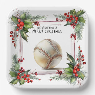 Baseball Christmas Paper Plates