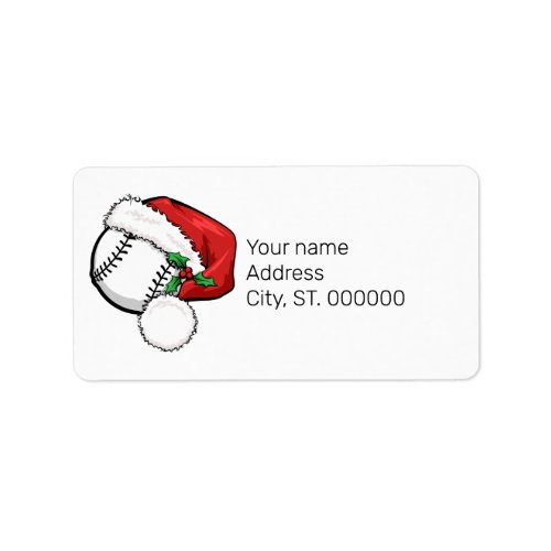 Baseball Christmas Santa Cap Return Address Label