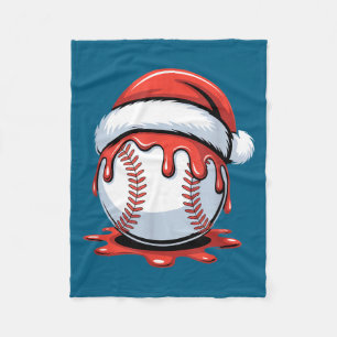 Baseball Christmas Santa Hat Dripng Festive Holida Fleece Blanket