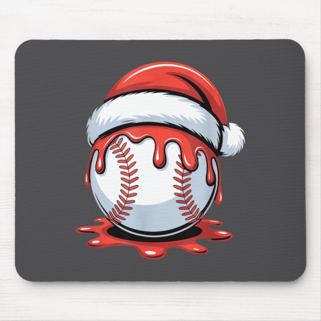 Baseball Christmas Santa Hat Dripng Festive Holida Mouse Pad (Front)
