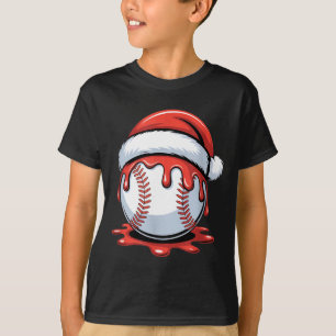 Baseball Christmas Santa Hat Dripng Festive Holida T-Shirt