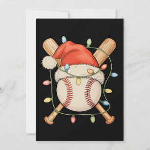 Baseball Christmas Santa Hat Xmas Holiday Season Card