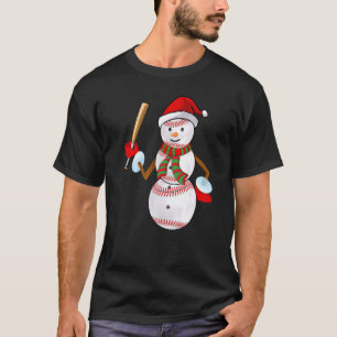 Baseball Christmas Santa Snowman Baseball Christma T-Shirt