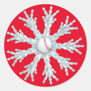 Baseball Christmas snowflake Classic Round Sticker