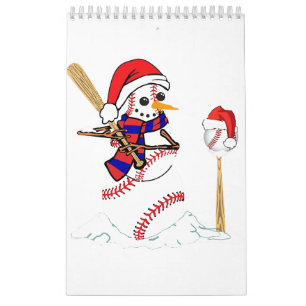 Baseball Christmas Snowman Playing Baseball Calendar
