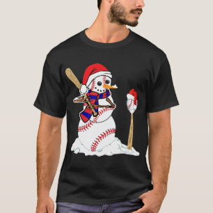 Baseball Christmas Snowman Playing Baseball T-Shir T-Shirt